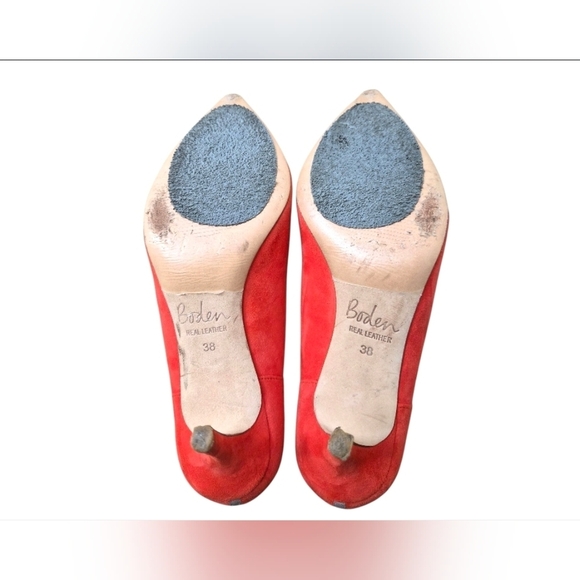 Boden Suede Leather Madison Courts Burnt Orange Scallop Heels Size 7.5 - Picture 12 of 16